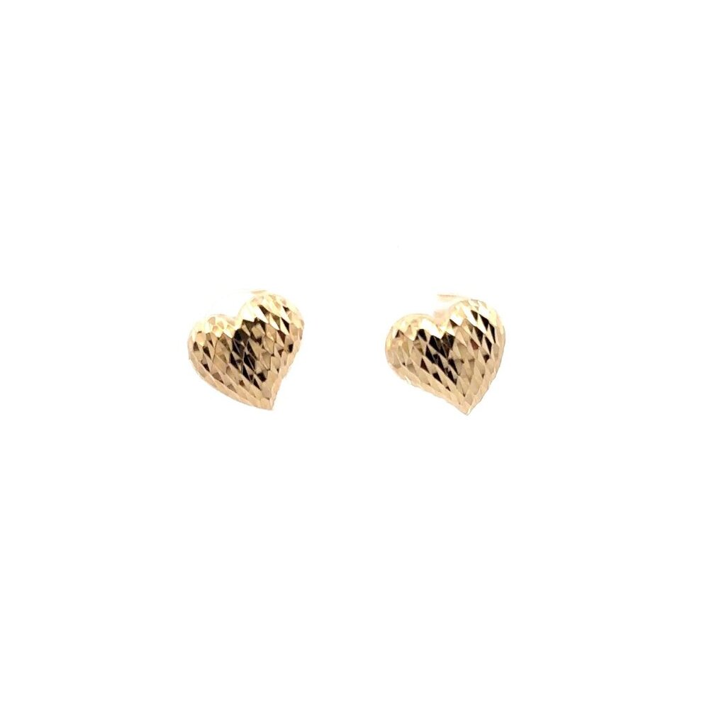 18K Gold Earrings Stud Heart - Picture 6 of 11